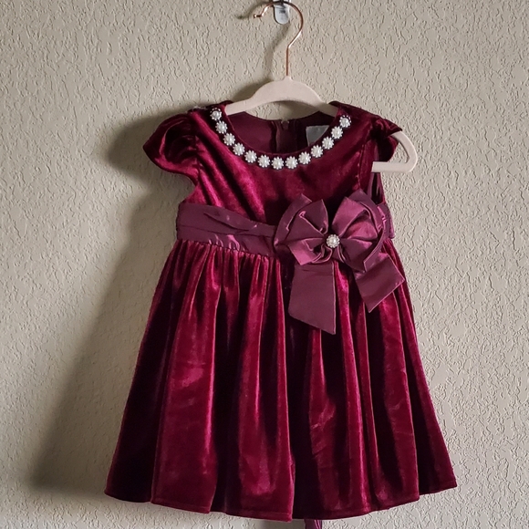 Baby girl embellished velvet dress - Picture 3 of 9